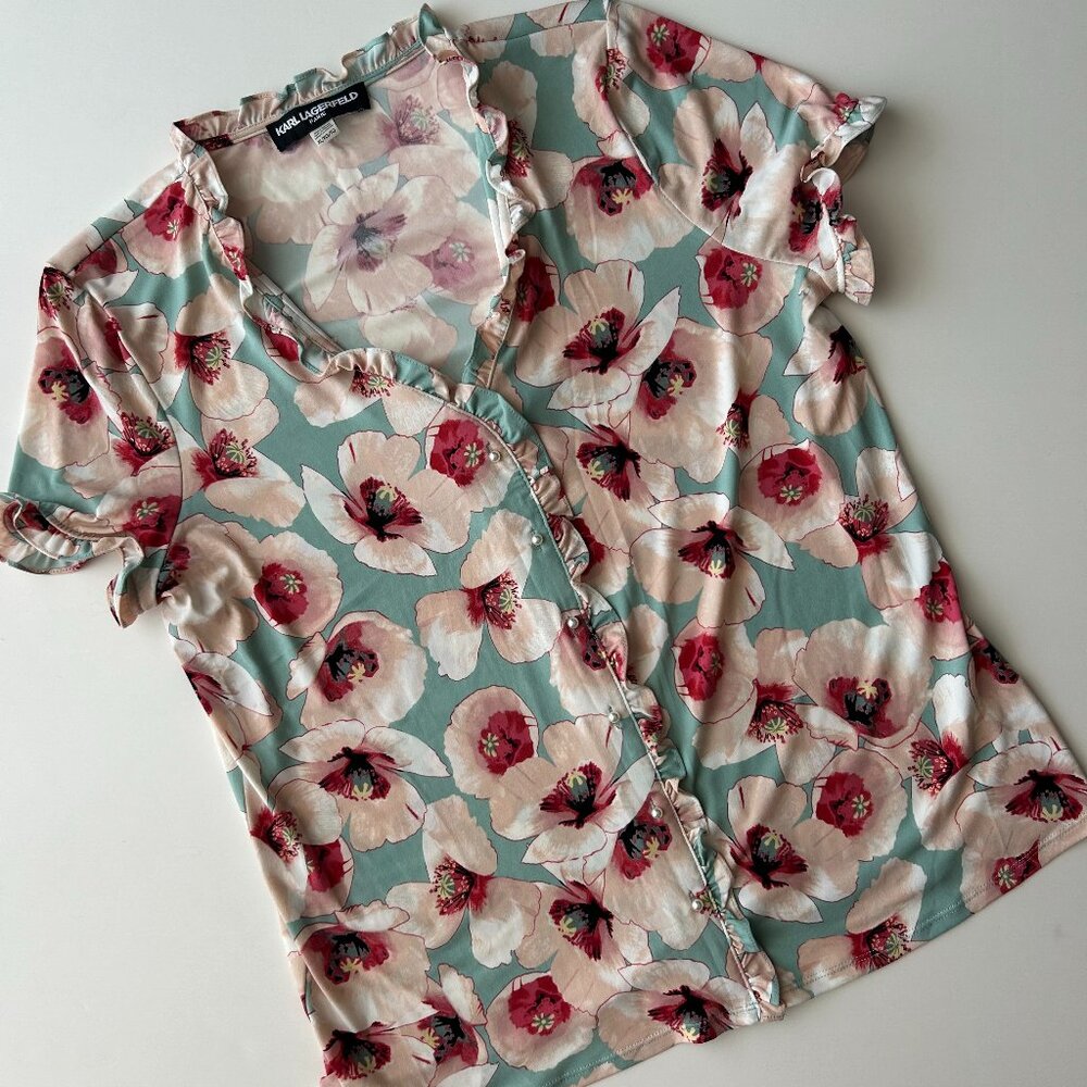 Karl Lagerfeld Floral Short-Sleeve Blouse